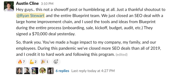 Austin Cline -- closed $70K SEO deal